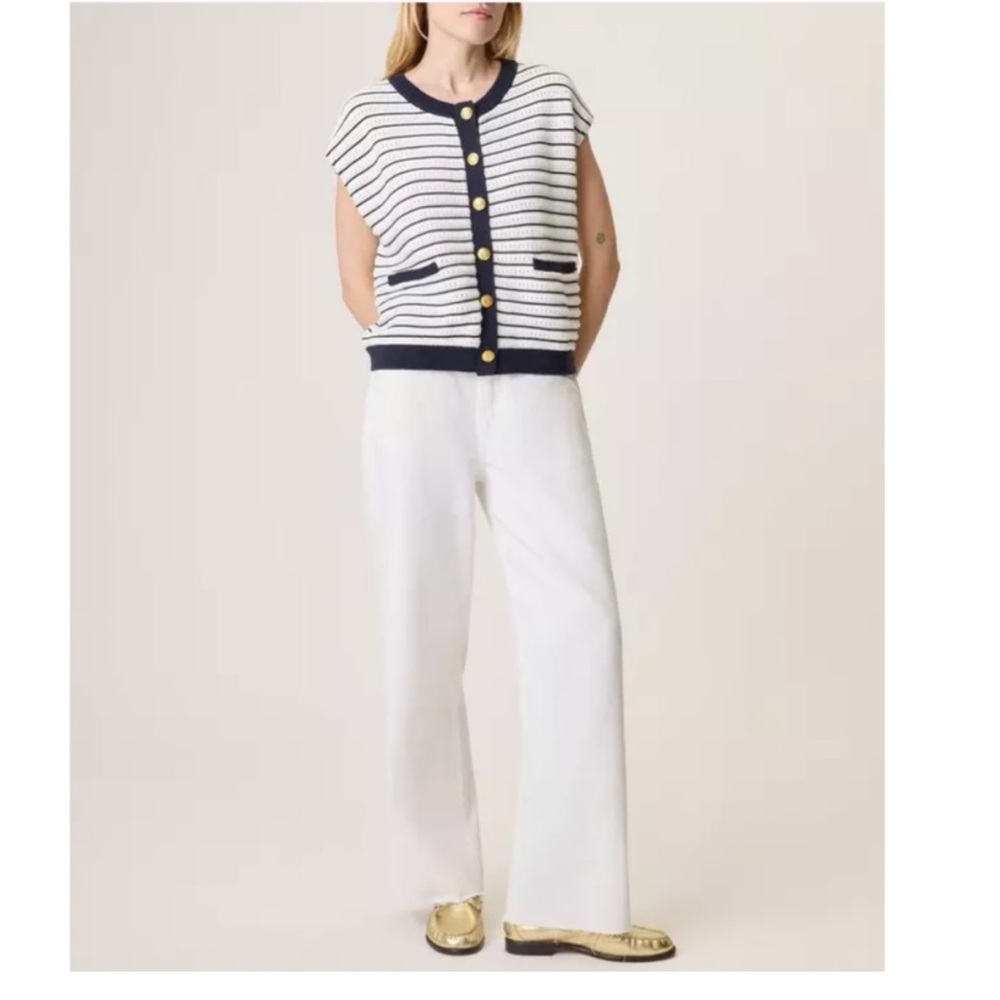 RAG & BONE Striped Sleeveless Button Down Sweater Blue White Size M NEW